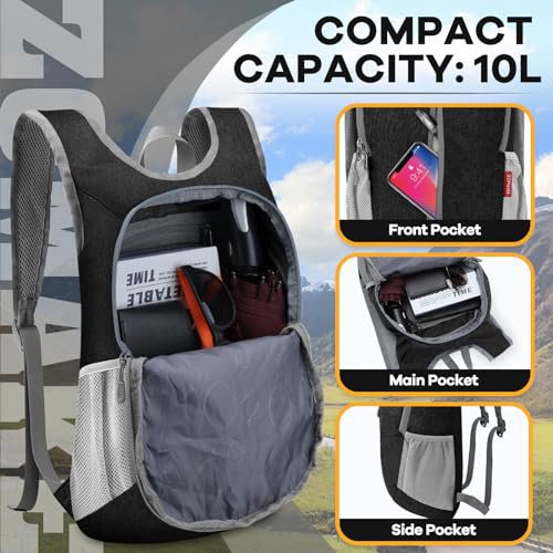 ZOMAKE 10L Lightweight Packable Backpack (Black) (image 2)