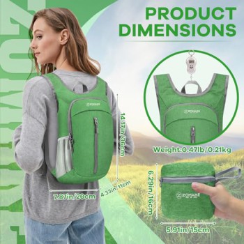 ZOMAKE 10L Packable Backpack (Dark Green&Pink)
