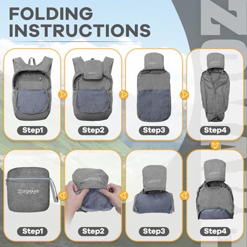 ZOMAKE 10L Packable Backpack (Grey&Black) (image 5)