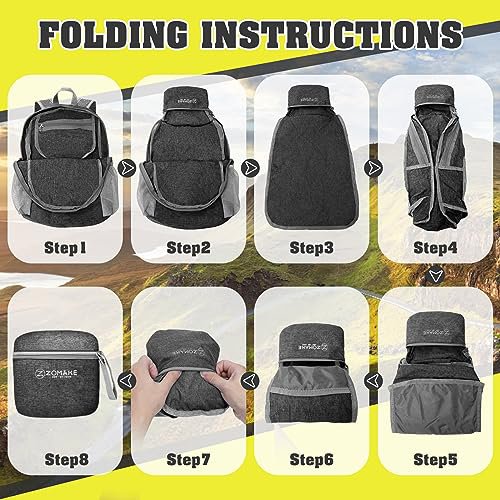 ZOMAKE 10L Packable Hiking Backpack (Black) (image 4)