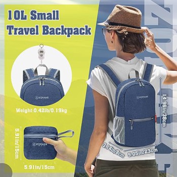 ZOMAKE 10L Packable Hiking Backpack (Navy Blue)