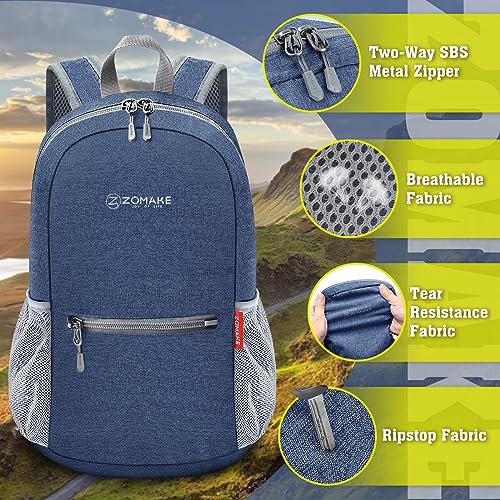 ZOMAKE 10L Packable Hiking Backpack (Navy Blue) (image 3)