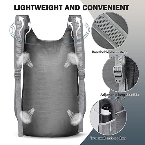 ZOMAKE 14L Lightweight Packable Backpack (Medium Grey) (image 4)