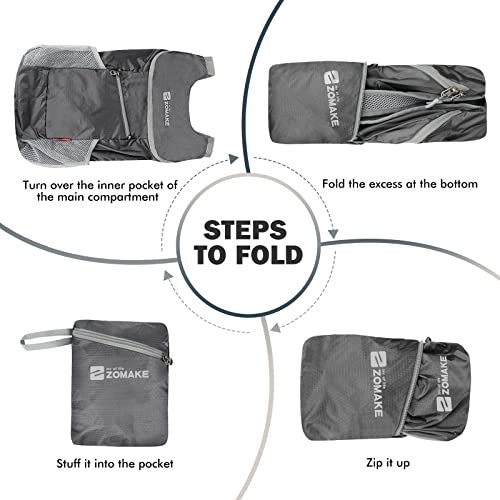ZOMAKE 14L Lightweight Packable Backpack (Medium Grey) (image 5)