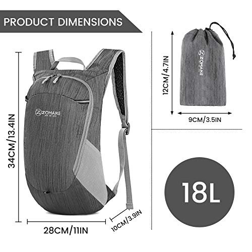ZOMAKE 18L Packable Hiking Backpack - Black&Dark Green