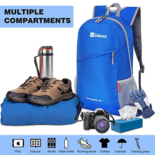 ZOMAKE 20L Lightweight Packable Backpack - Dark Blue & Grey (image 2)