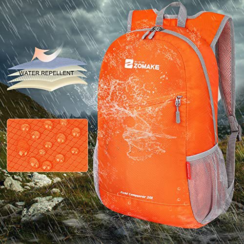 ZOMAKE 20L Lightweight Packable Backpack - Orange&Navy Blue (image 3)