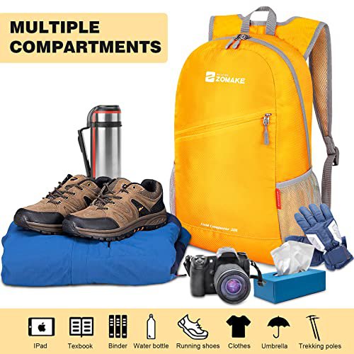 ZOMAKE 20L Lightweight Packable Backpack (Yellow) (image 2)