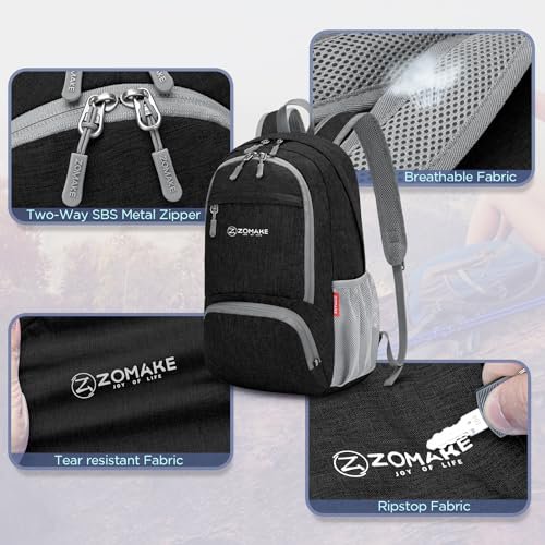 ZOMAKE 20L Packable Backpack (Black) (image 3)
