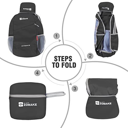 ZOMAKE 20L Packable Daypack - Black & Grey (image 3)