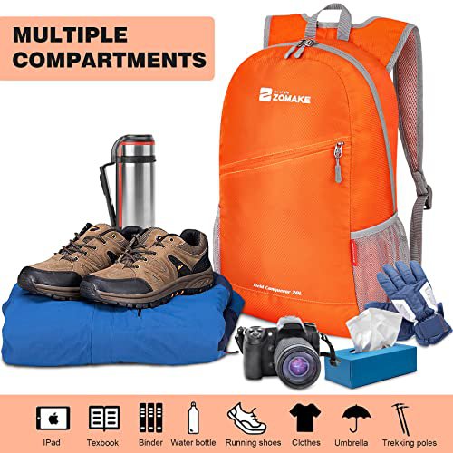 ZOMAKE 20L Packable Daypack - Orange&Olive Green (image 2)