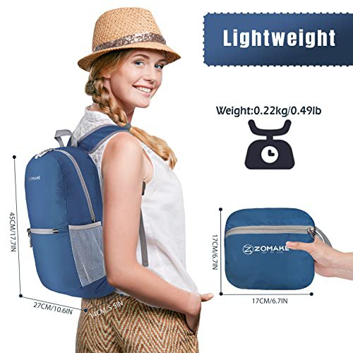 ZOMAKE 20L Packable Hiking Daypack (Black/Navy Blue) (image 5)