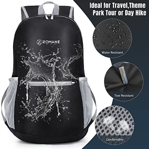 ZOMAKE 20L Packable Lightweight Hiking Backpack (Black) (image 4)