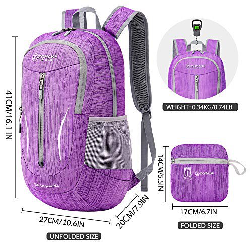 ZOMAKE 25L Packable Hiking Backpack (Purple)