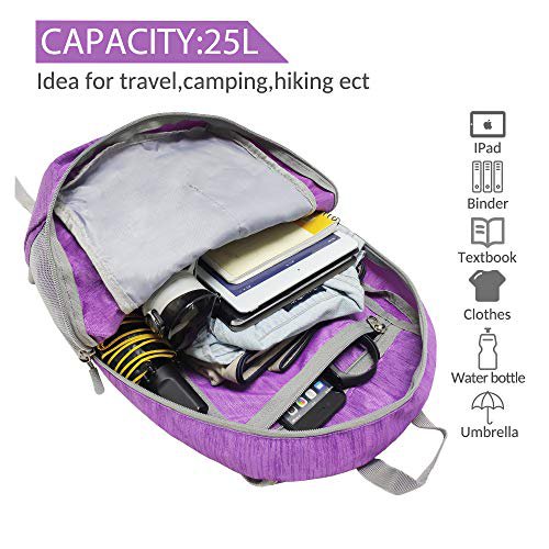 ZOMAKE 25L Packable Hiking Backpack (Purple) (image 2)