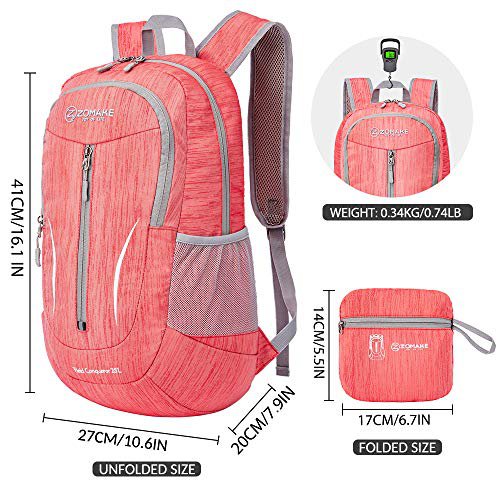 ZOMAKE 25L Packable Hiking Backpack (Red)