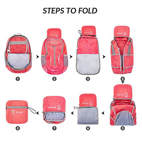ZOMAKE 25L Packable Hiking Backpack (Red) (image 5)