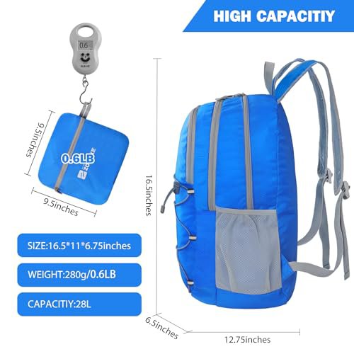 ZOMAKE 28L Packable Backpack (Water Resistant)
