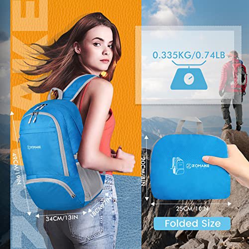 ZOMAKE 30L Lightweight Packable Backpack (Light Blue) (image 3)