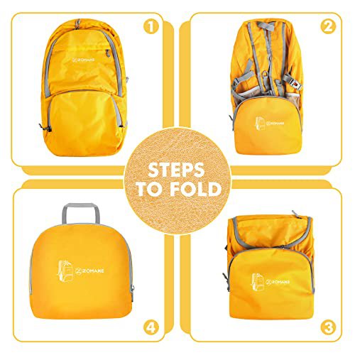 ZOMAKE 30L Lightweight Packable Backpack (Yellow) (image 2)