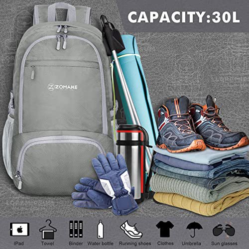 ZOMAKE 30L Packable Backpack (Sliver Grey) (image 4)