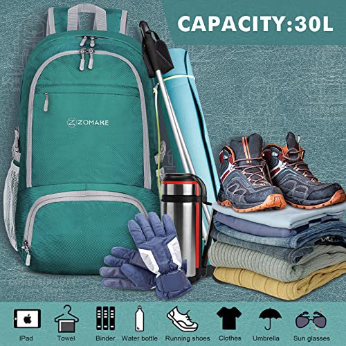 ZOMAKE 30L Packable Hiking Backpack (Dark Green) (image 4)