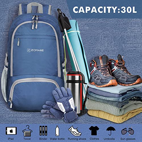 ZOMAKE 30L Packable Hiking Backpack (Navy Blue) (image 4)