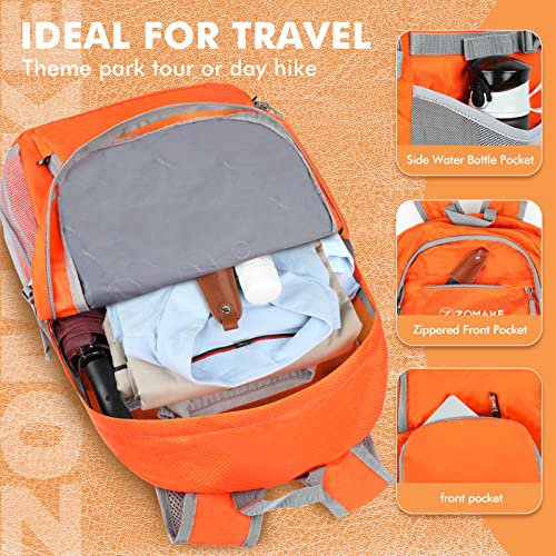 ZOMAKE 30L Packable Hiking Backpack (Orange) (image 5)