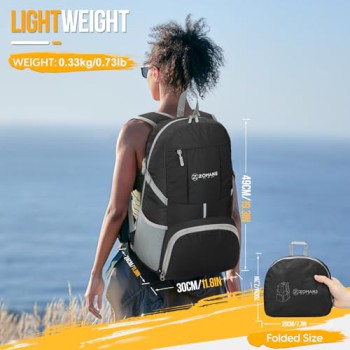 ZOMAKE 35L Lightweight Packable Backpack (Black)