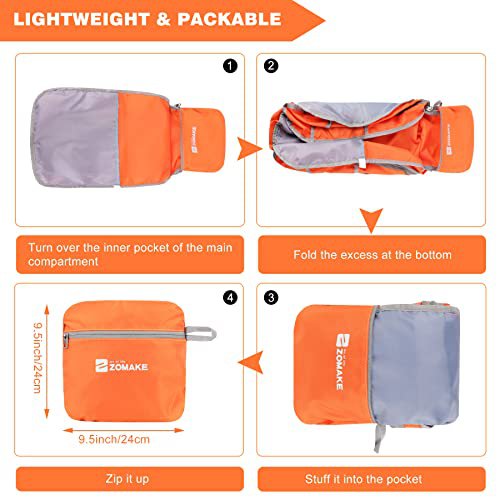 ZOMAKE 35L Lightweight Packable Backpack (Orange) (image 5)