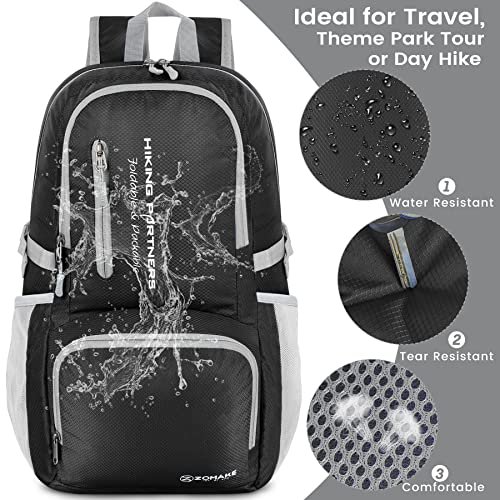 ZOMAKE 35L Packable Hiking Backpack (Black) (image 4)