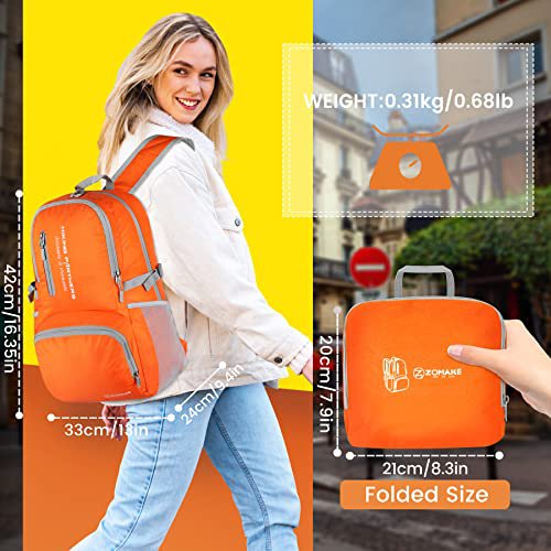 ZOMAKE 35L Packable Hiking Backpack (Orange)