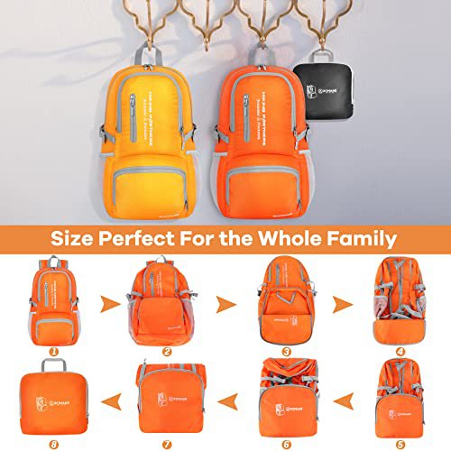 ZOMAKE 35L Packable Hiking Backpack (Orange) (image 4)