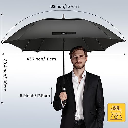ZOMAKE 62" Golf Umbrella (Black)