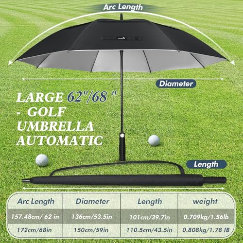 ZOMAKE 62/68" Windproof Golf Umbrella UV Protection (image 2)