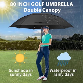 ZOMAKE 80 Inch Golf Umbrella - Windproof Double Canopy