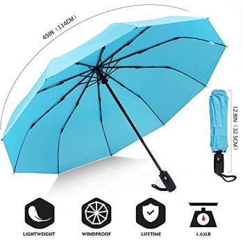 ZOMAKE Compact Travel Umbrella (Light Blue)