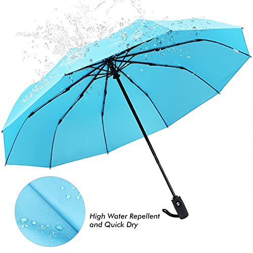 ZOMAKE Compact Travel Umbrella (Light Blue) (image 5)