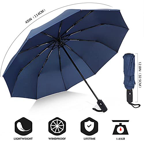 ZOMAKE Compact Travel Umbrella - Windproof & Lightweight (Navy Blue)