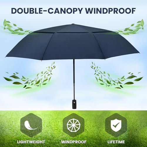ZOMAKE Compact Travel Umbrella - Windproof Lightweight Portable Rain Umbrella (Navy Blue) (image 2)