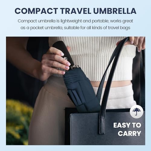 ZOMAKE Compact Travel Umbrella - Windproof Lightweight Portable Rain Umbrella (Navy Blue) (image 5)