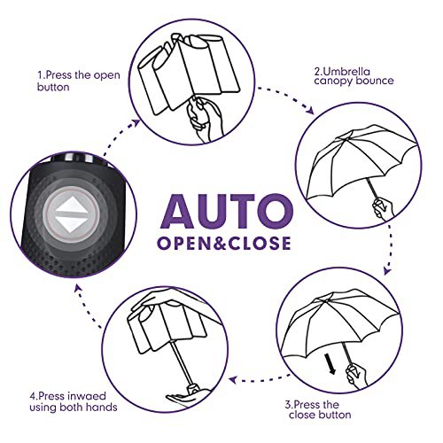 ZOMAKE Compact Travel Umbrella - Windproof Lightweight Purple&Light Blue (image 3)