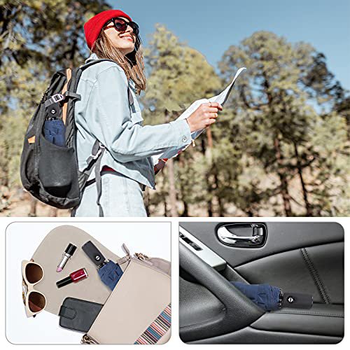ZOMAKE Compact Travel Umbrella - Windproof Portable Umbrella (Navy Blue&Black) (image 3)
