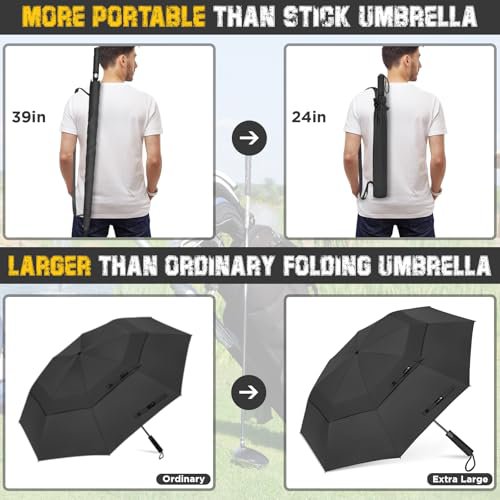 ZOMAKE Compact Travel Umbrella - Windproof Portable Umbrella (Navy Blue&Black) (image 5)