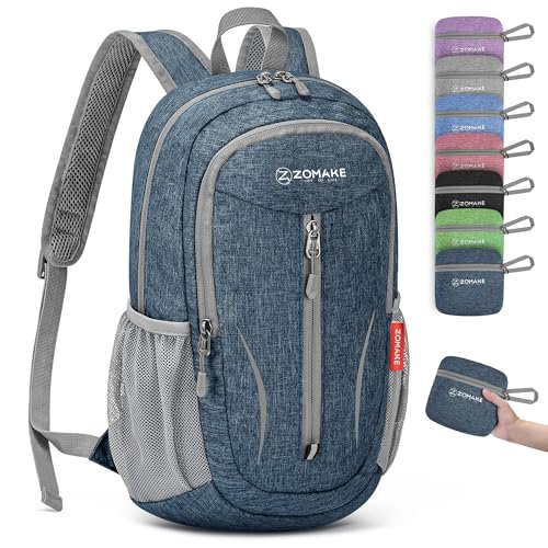 ZOMAKE Lightweight Hiking Daypack (Navy Blue&Silver Grey)