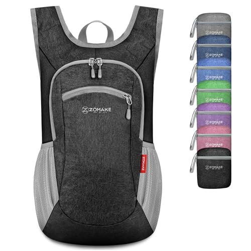 ZOMAKE Lightweight Packable Backpack - 10L Daypack (Black&Grey) (image 2)