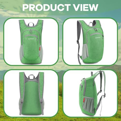 ZOMAKE Lightweight Packable Backpack - 10L Daypack (Light Green&Dark Blue) (image 3)
