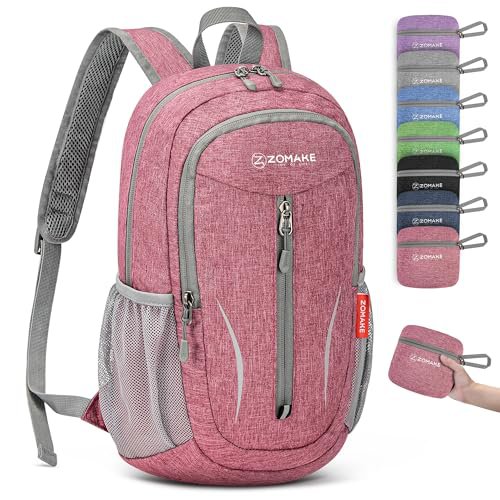 ZOMAKE Lightweight Packable Backpack - 10L Water-Resistant Daypack (Light Purple&Pink) (image 3)