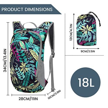 ZOMAKE Lightweight Packable Backpack 18L (Mixed Color-Leaves)