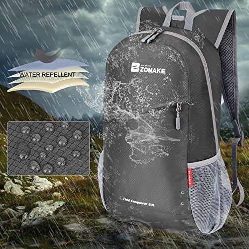 ZOMAKE Lightweight Packable Backpack 20L - Grey/Yellow (image 3)